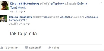 příspěvek po sdílení na mé timeline